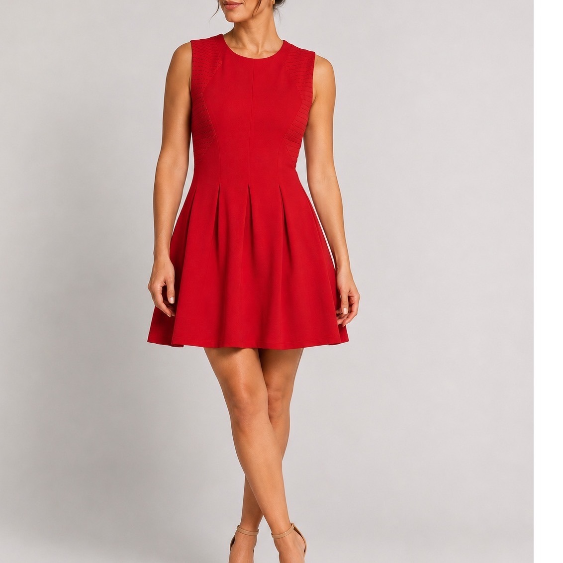 Bcbgmaxazria Tulip Dress Nwt Red Fit & Flare Sleeveless Size L